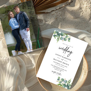 Invitation Bois de sauge et d'eucalyptus Photo mariage