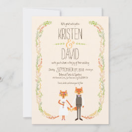 Invitation Bois de Whimsical Renards Mariage d'ivoire
