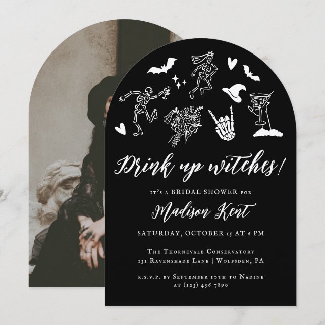 Invitation Bois des sorcières ! Photo de Fête des mariées lun (Devant / Derrière)