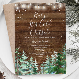 Invitation Bois d'hiver Bébé Il fait froid Baby shower extéri