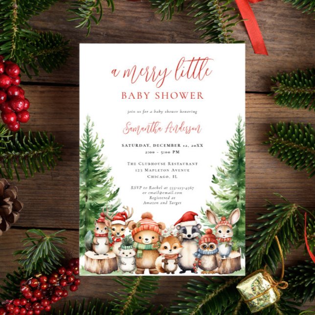 Invitation Bois d'hiver Joyeux Petit Baby shower de Noël (Créateur téléchargé)