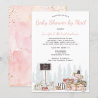 Bois d'hiver Lapin rose Baby shower par la poste