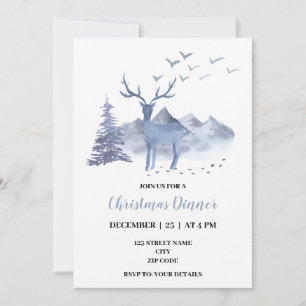 Invitation Bois d'hiver Moderne Aquarelle Dîner de Noël