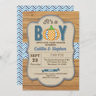 Invitation Bois d'invitation Citrouille pour bébé garçon