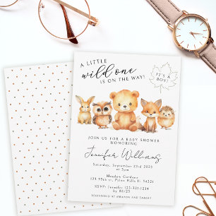 Invitation Bois forêt animaux automne bébé garçon douche
