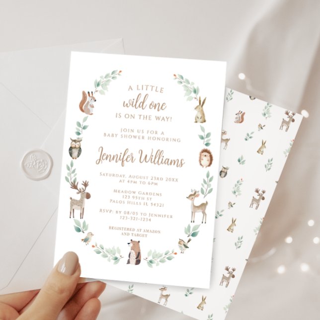 Invitation Bois forêt animaux verdure bébé garçon douche (Créateur téléchargé)