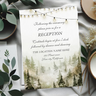 Invitation Bois,Forêt,Mariage avec guirlandes lumineuses de r
