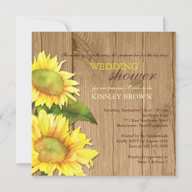 Invitation Bois Grain Aquarelle Wedding shower (Devant)