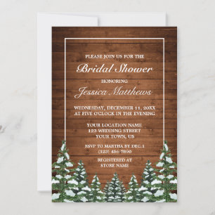 Invitation Bois neigeux et forêt Fête des mariées de pin