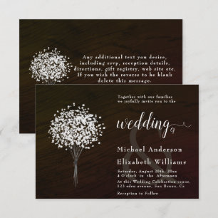 Invitation Bois noir et blanc  mariage de calligraphie romant