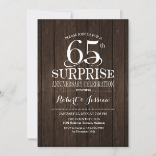 Invitation Bois pour 65e anniversaire de mariage surprise