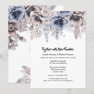 Invitation Bois rose bleu sombre rose anemone chic