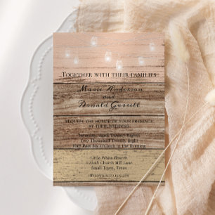 Invitation Bois Rose Rustique et Lanternes