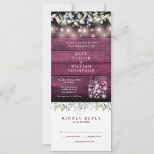 Invitation Bois Rouge Floral Mason Jarres Tout En Un Mariage
