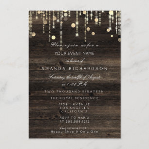 Invitation Bois Rustic Gold Drivers Fête des mariées d'annive