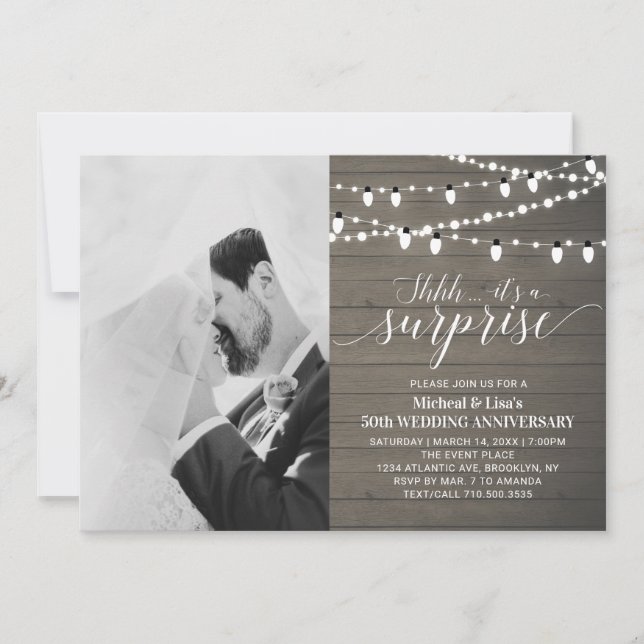Invitation Bois Rustique 50e Anniversaire de Mariage Photo (Devant)