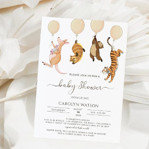 Invitation Bois rustique aquarelle Baby shower Kangaroo