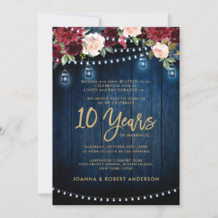 Invitation Bois rustique Bourgogne Floral Mason Jar Mariage