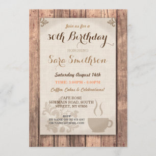 Invitation Bois rustique de café de partie d'amis de café