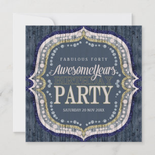 Invitation Bois rustique Denim Personnalisé Age fête d'annive
