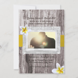 Invitation Bois rustique et Frangipani Mariage photo personna