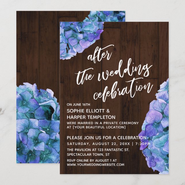 Invitation Bois rustique & Floral Après la fête Mariage (Devant / Derrière)