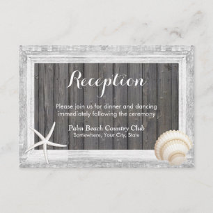 Invitation Bois rustique Frame Seashell Beach Réception de ma