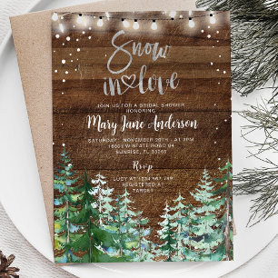 Invitation Bois rustique hiver neige en amour Fête des mariée