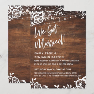Invitation Bois Rustique, Lumières et Dentelle Nous nous somm