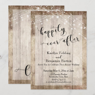 Invitation Bois Rustique & Lumières Réception Heureux Pour To