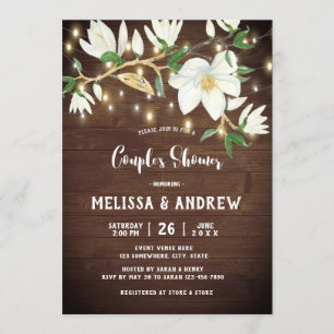 Invitation Bois rustique Magnolia Douche Couple du Sud