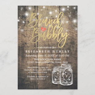 Invitation Bois rustique Mason Chaîne Jar Lumière Brunch & Bu
