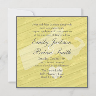 Invitation Bois rustique Massachusetts mariage jaune invite