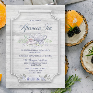 Invitation Bois rustique N'importe quel âge après-midi Thé An