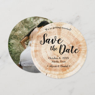 Invitation Bois RUSTIQUE  photo MARIAGE Enregistrez la date