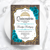 Bois rustique Turquoise or blanc Quinceanera