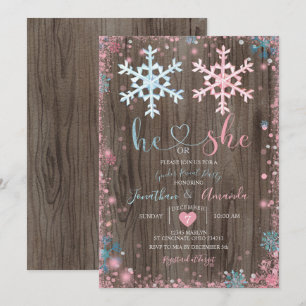 Invitation Bois Sexe Révéler Il ou Elle Snowflakes d'hiver