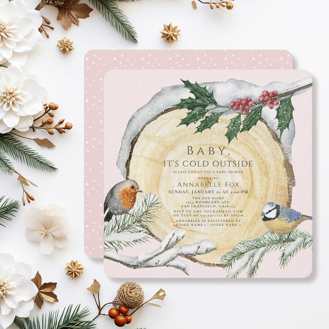 Invitation Bois Slice Baby C'est froid dehors Baby shower fil (Créateur téléchargé)