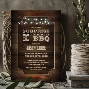 Invitation Bois Surprise 50e anniversaire BBQ