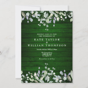 Invitation Bois vert rustique vert verdure Mariage floral