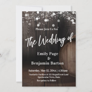 Invitation Bois Vin Baril Lumières Décontracté Le Mariage de