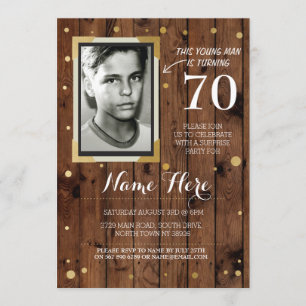 Invitation Bois vintage de style d'anniversaire de photo tout