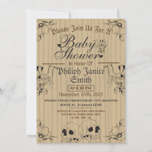 Invitation Bois Vintage Élégant gothique, Baby shower Hallowe