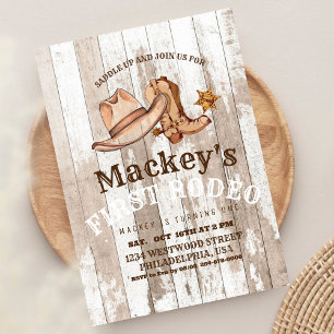 Invitation Bois   Western Premier Rodéo fête d'anniversaire