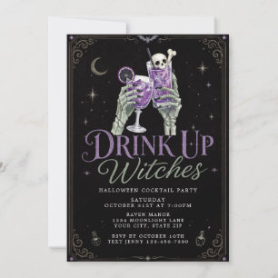 Invitation Boisson de fête d'Halloween pour les sorcières