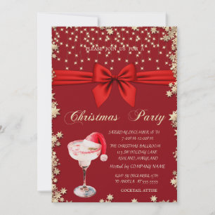 Invitation Boisson des Fêtes Chapeau de Père Noël Étoiles Ent