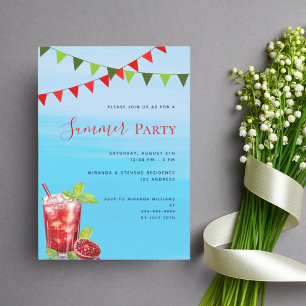 Invitation Boisson rouge de la piscine eau bleue