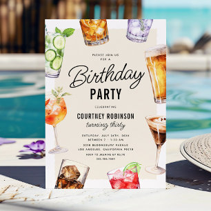Invitation Boissons alcoolisées pour adultes Fête d'anniversa