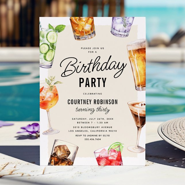 Invitation Boissons alcoolisées pour adultes fête d'anniversa (Créateur téléchargé)
