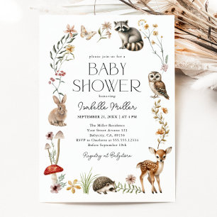 Invitation Boissons Animaux forestiers Baby shower neutre pou